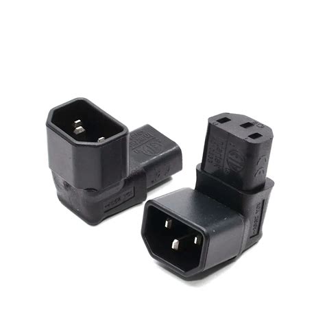 IEC 320 C14 to C13 Right Angle AC Adapter, IEC 3Pole Male to Female 90Degree Down Angle AC ...