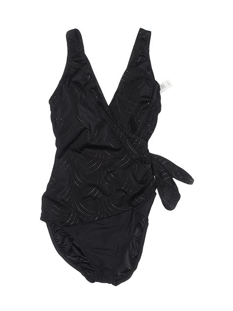 Croft And Barrow Solid Black One Piece Swimsuit Size 12 66 Off Thredup