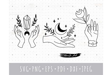 Witch Hands And Moon Svg Vector Set Graphic By Myspacegarden · Creative