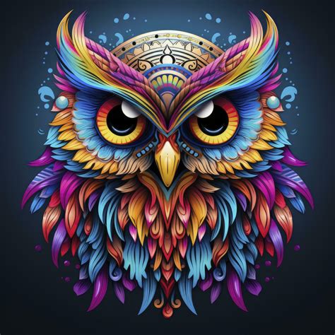 AI generated Multicolored mandala owl coloring page for adults. AI Generated 35249447 Stock ...