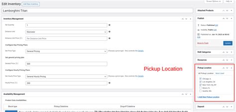 Pickup Location | RnB Documentation