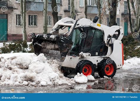 Snow Cleaning Machine on the Streets of the City Stock Image - Image of ...