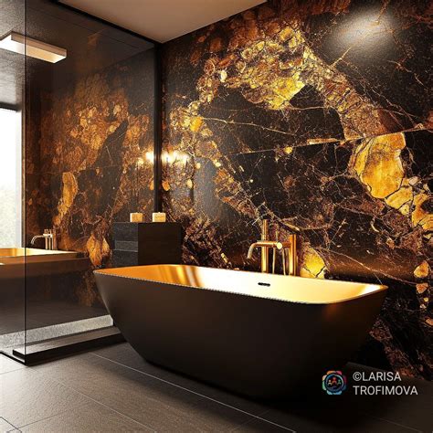 Luxurious Bathroom With Marble And Gold Accents