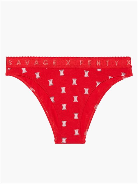 Savage X Cotton Jersey High Leg Bikini In Multi Red Savage X Fenty