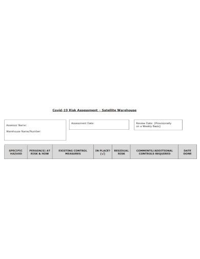 Warehouse Risk Assessment Examples Format Pdf