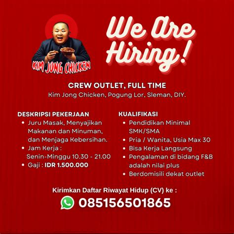 Lowongan Kerja Crew Outlet Di Kim Jong Chicken Lokerjogja Id