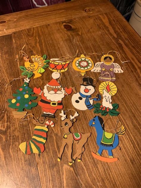 Set Of 11 Handmade Wooden Christmas Ornaments Etsy