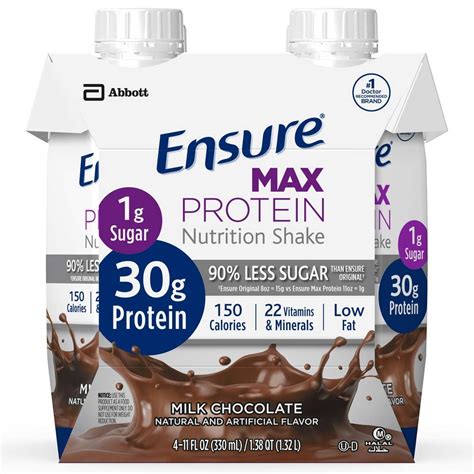 Ensure Max Protein Nutrition Shake Milk Chocolate 4 Little Cartons Pack Of 2 Pack Of 12