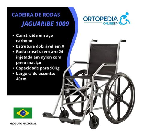 Cadeira De Rodas Jaguaribe Dobr Vel Pneu Anti Furo Kg