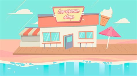 Premium Vector | Cute ice cream shop cartoon