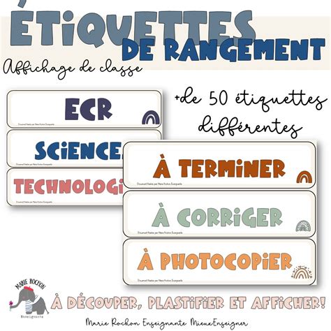 Tiquettes De Rangement Affichage De Classe