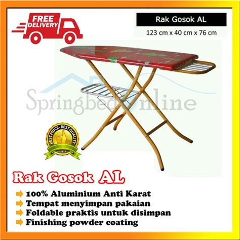 Jual Meja Rak Gosok Setrika Aluminium Besar Lipat Al Gold Emas Free