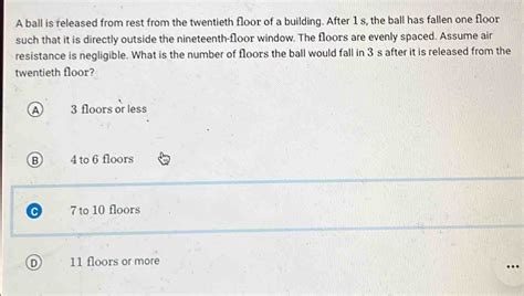 Solved A Ball Is Released From Rest From The Twentieth Floor Of A