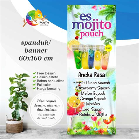 Spanduk Es Kekinian Cetak Banner Es Buah Segar Spanduk Minuman