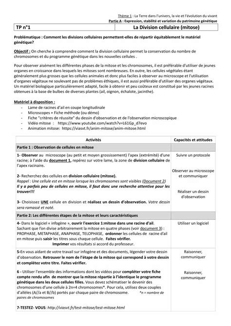 Pdf Tp N La Division Cellulaire Mitose Dokumen Tips