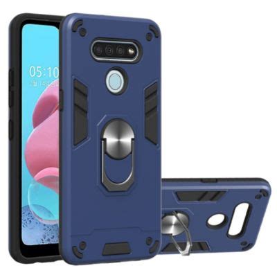 Funda Case Para Lg Q60 Con Anillo Metalico Antishock Azul Resistente