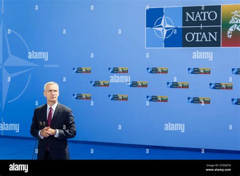 Vilnius Lithuania Th July Jens Stoltenberg Nato Secretary