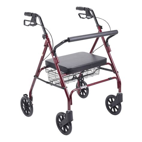 Drive Heavy Duty Bariatric Red 4-Wheel Rollator Walker with Large Padded Seat-10215RD-1 - The ...