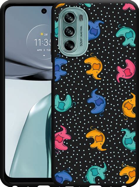 Motorola Moto G62 5G Hoesje Zwart Happy Elephant Designed By Cazy Bol