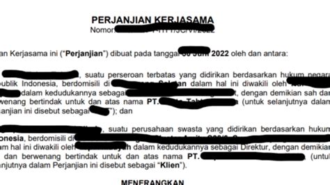 Perjanjian Kerjasama Dan Surat Lainnya