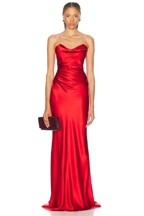 The Sei Cowl Bustier Gown In Crimson Fwrd