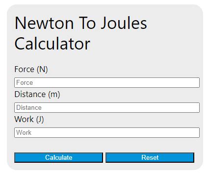 Newton To Joules Calculator - Calculator Academy