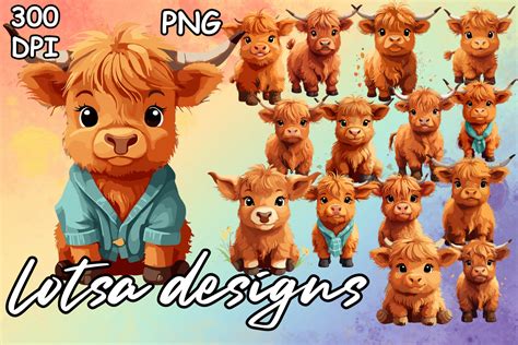 Cute Baby Highland Cow Graphic By Lotsa Designs Creative Fabrica