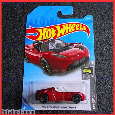 Hot Wheels Tesla Roadster With Starman Car In Space 2019 Metallic Red