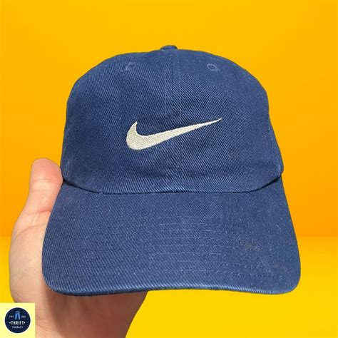 Vintage Nike Hat Vintage 90s Navy Nike Swoosh Depop