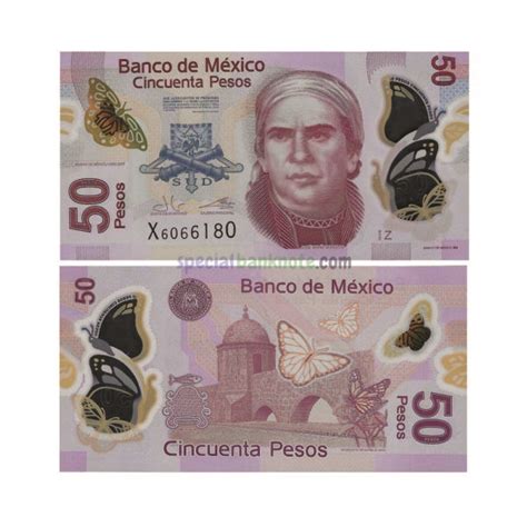 Mexico 50 Pesos Polymer Banknote 2017 P 123 Unc Special Minds Store