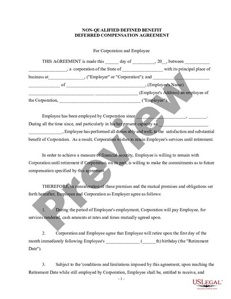 Deferred Compensation Agreement Template