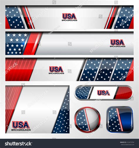 Usa Flag Color Vector Banners Background Stock Vector (Royalty Free ...