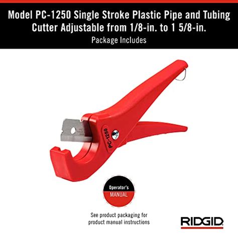 Ridgid 23488 Model Pc 1250 Single Stroke Plastic Pipe And Tubing Cutter