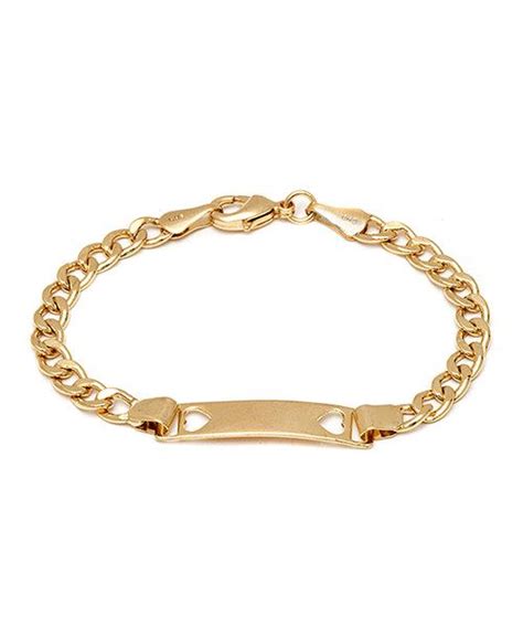 Gold Double Heart Id Bracelet Zulily Baby Bracelet Gold Id