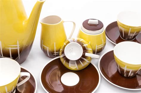 Yellow Brown Zig Zags Vintage Person Kahla Porcelain Etsy