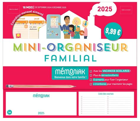 Amazon fr Mini organiseur familial Mémoniak calendrier familial