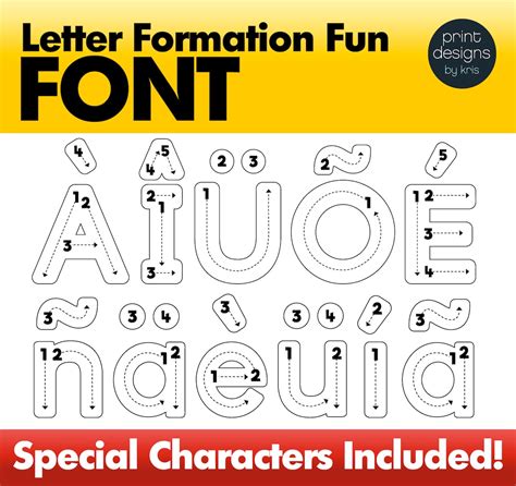 Tracing Font Letter Trace Font Letter Formation Font Writing Letters