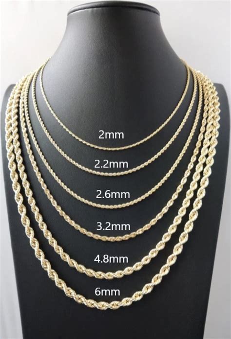 Gold Rope Chain 14k Real Gold Rope Chain Necklace 2 2mm 2 8mm 3 3mm 4mm