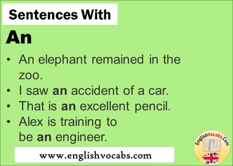 Sentences With An In A Sentence An English Vocabs