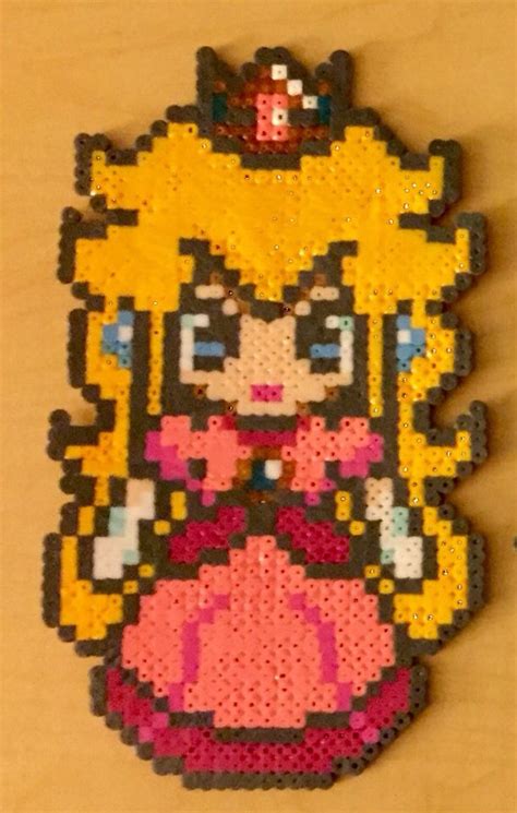 Princess Peach Perler Bead Hama Template Mario Bros Pärlmönster Korsstygn