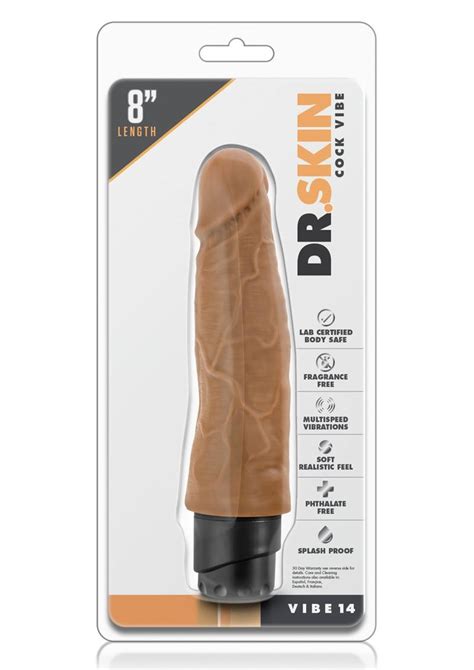 Dr Skin Cock Vibe 14 Realistic Vibrator Splashproof Mocha 8 Inch