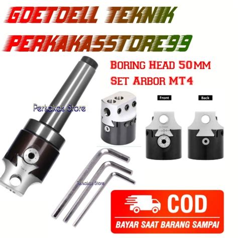 Jual Alat Korter Lubang Boring Head 50mm Set Arbor Mt4 Drat M16