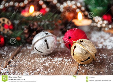 Jingle Bells Close Up Christmas Background Stock Photo Image Of