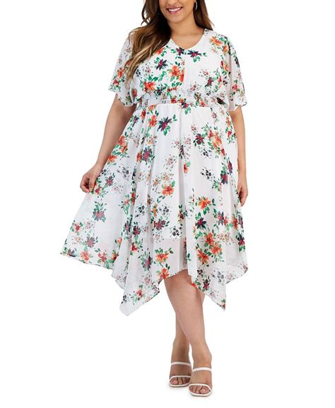 Robbie Bee Plus Size Floral Print Fit And Flare Dress Macys