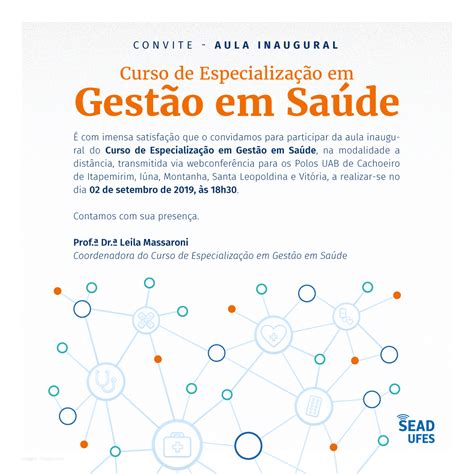 Especialização em Gestão em Saúde convida para Aula Inaugural EaD Ufes