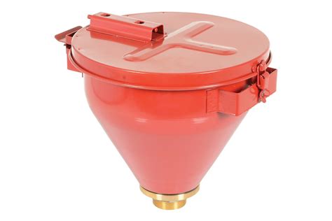 Steel Drum Funnel with Self Closing Lid 55 Gallon Red | AMPS Supply