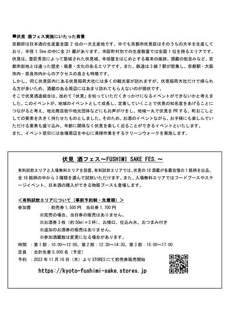 伏見・日本酒便り 2024年3月2日 伏見酒フェス開催します！！