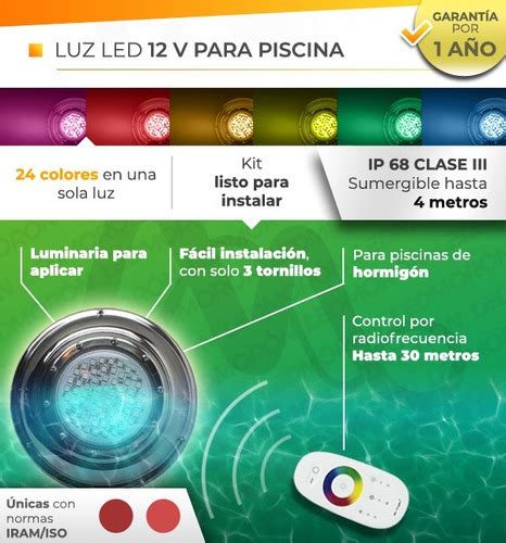 Kit Completo Luces Led Rgb Piscinas X Luz Chica Rgb Led Mor N