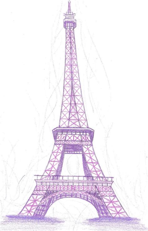 Eiffel Tower Drawing Purple