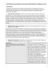 C A Healthvana Innovation Assessment Worksheet Docx Healthvana